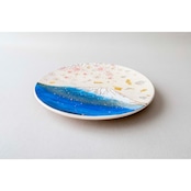 【飾り皿】青富士に桜 Ornamental plate for wall hanging