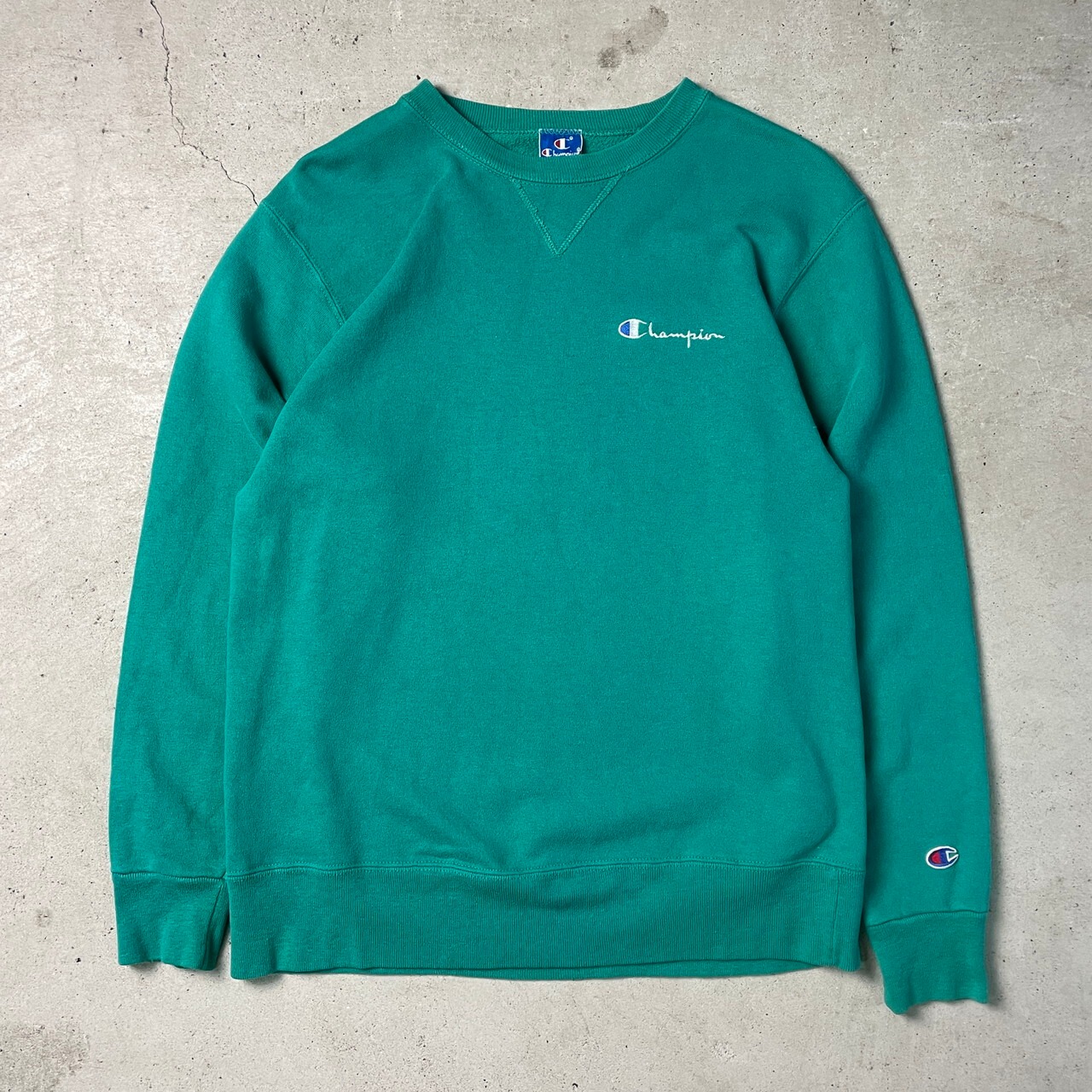 90年代 USA製 青タグ Champion チャンピオン ワンポイントロゴ刺繍 