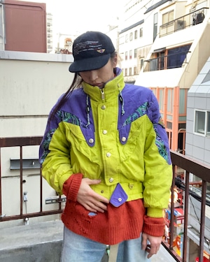 [M]90's acid 2tone nylon jacket