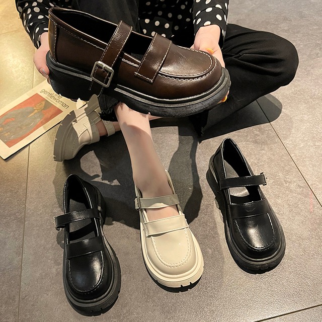 レザースプリングオータムベルト バックル 靴 シューズ 春物 秋物 ハーネス 部族の婦人靴92004710266