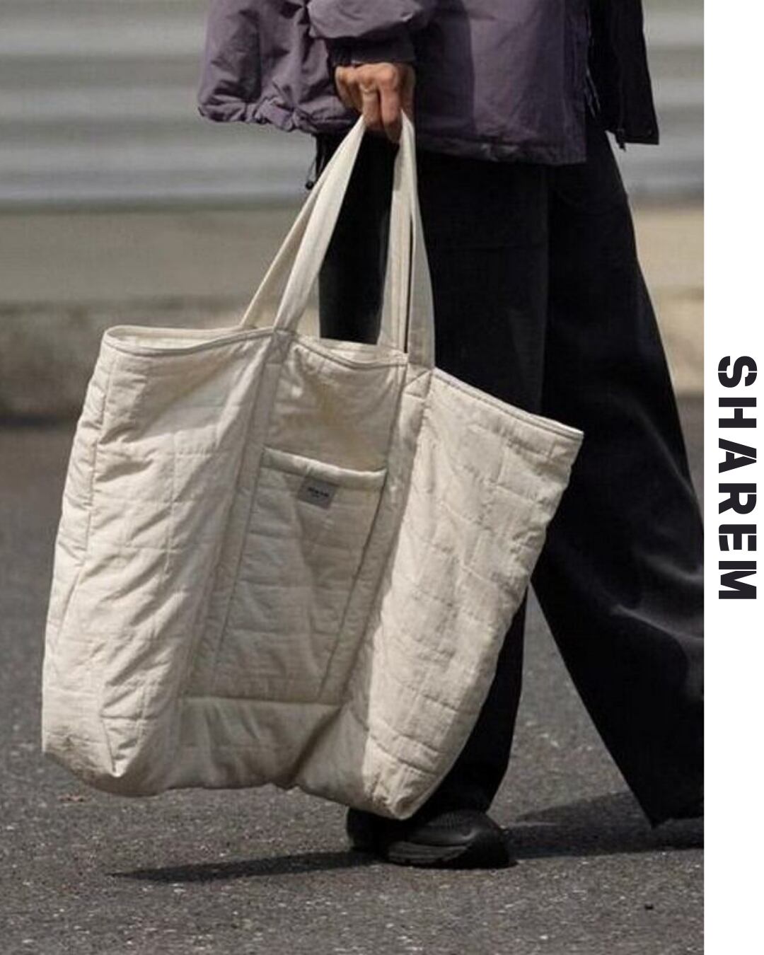 quilted cotton nylon tote bag B0100