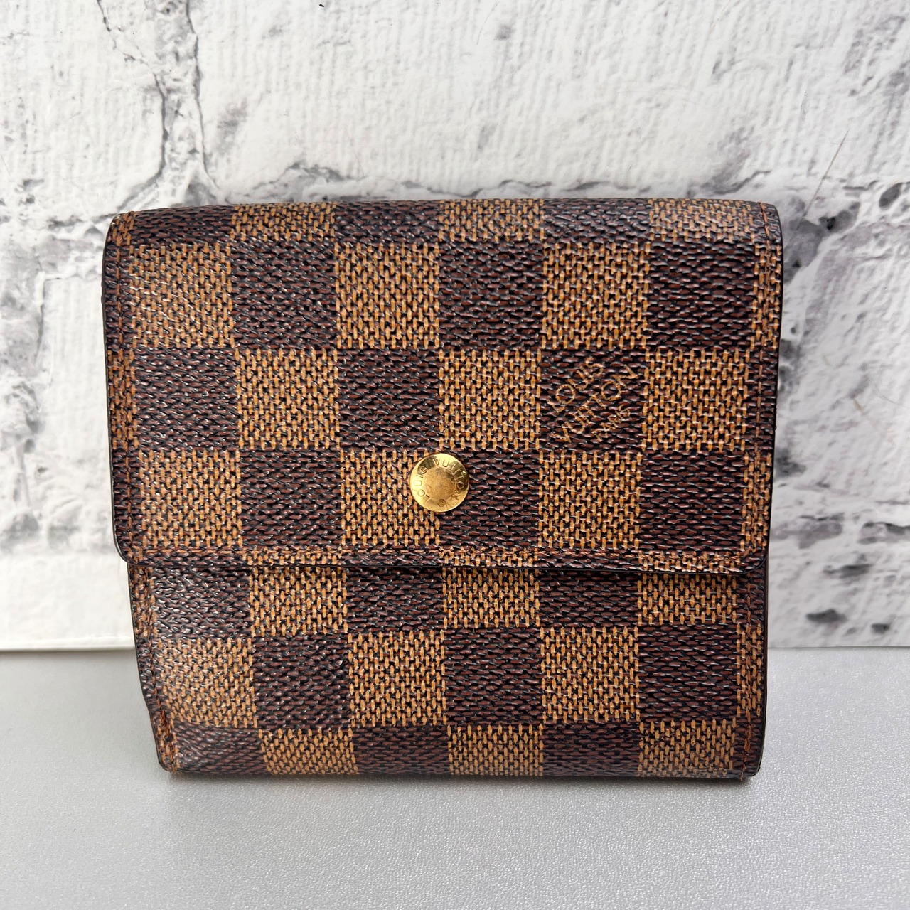 LOUIS VUITTON ヴィトン ポルトモネ ダミエ 三つ折り財布 ブラウン A-12779