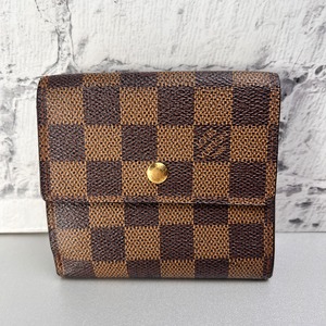 LOUIS VUITTON ヴィトン ポルトモネ ダミエ 三つ折り財布 ブラウン A-12779