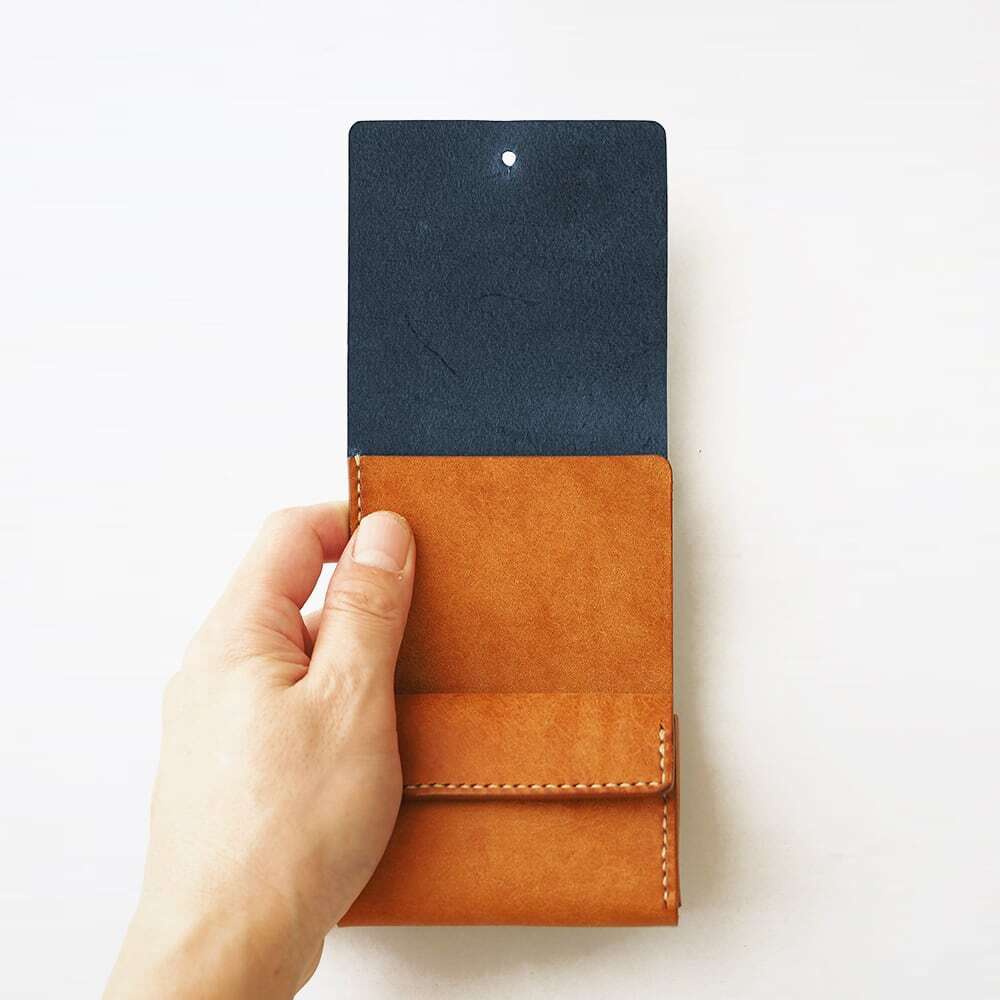 めっちゃ入る 三つ折り財布（ギボシVer）【ブルー×ブラウン】（在庫