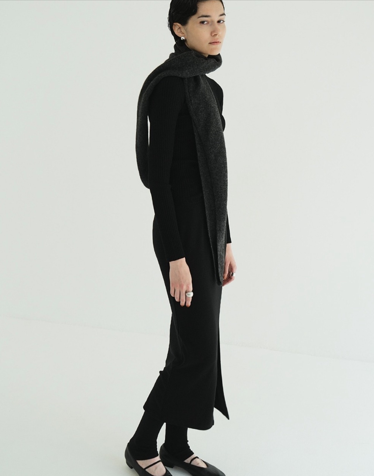 CLANE SHEER RIB KNIT TOPS 2色展開