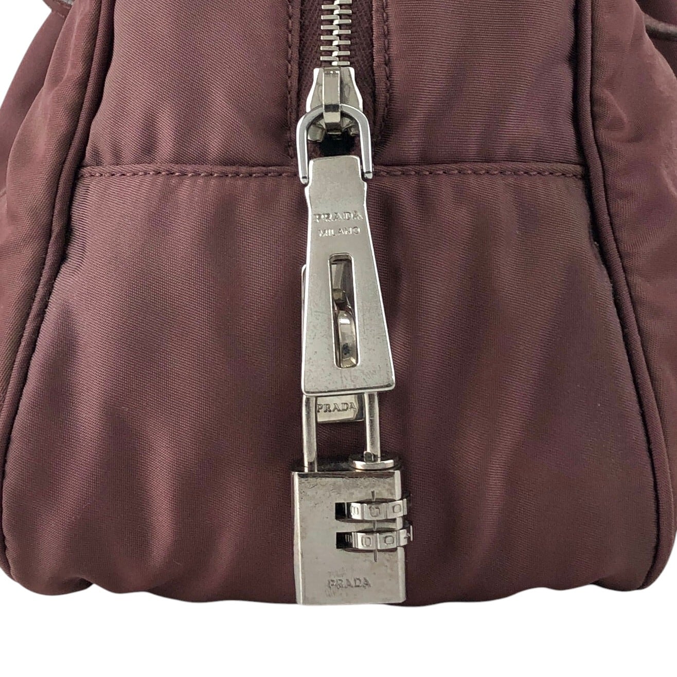 PRADA プラダ ハンドバッグ ブラウン ロゴ ナイロン ボストンバッグ