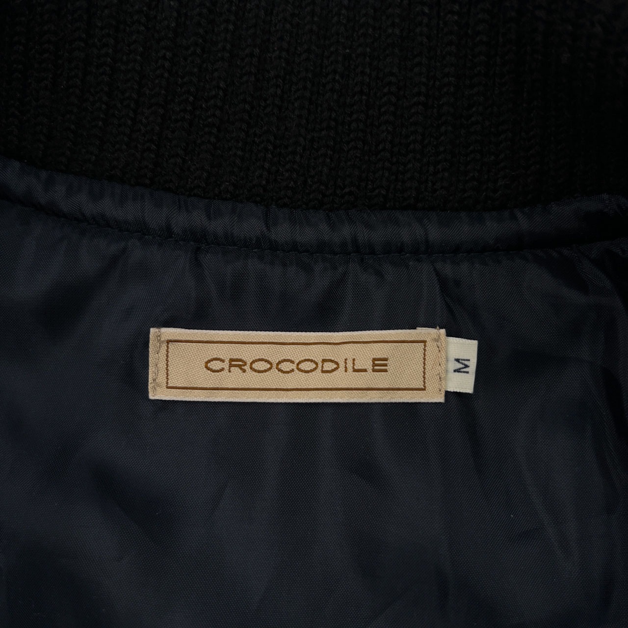 CROCODILE クロコダイル 襟ニット ブラックウォッチ風 チェック柄 キルティング ジャケット コート サイズ M /レディース