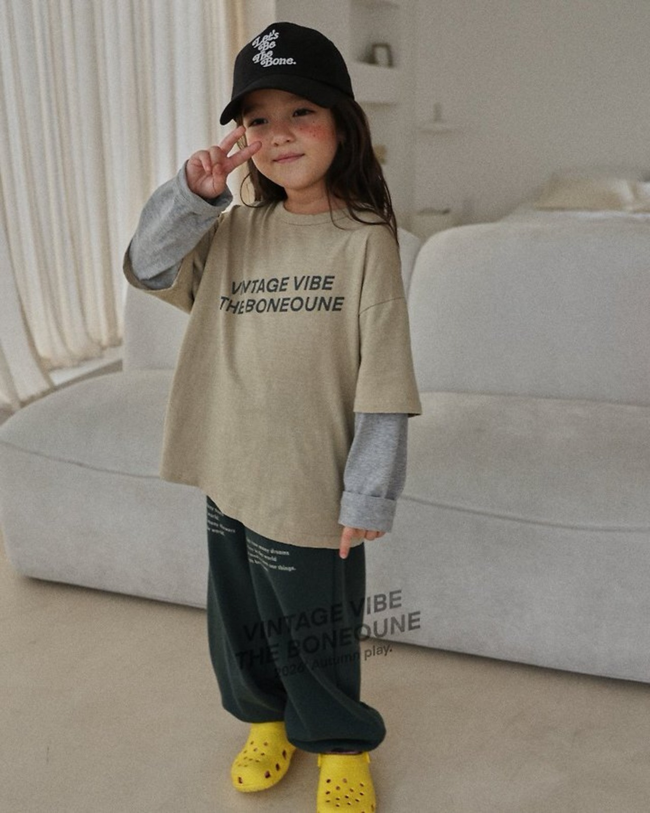 韓国子供服 / 26Autumn / Boneoune / チェロ花ラップオーバーラップ / キッズ服 / ジュニア服 / 秋服 *XS~JL*