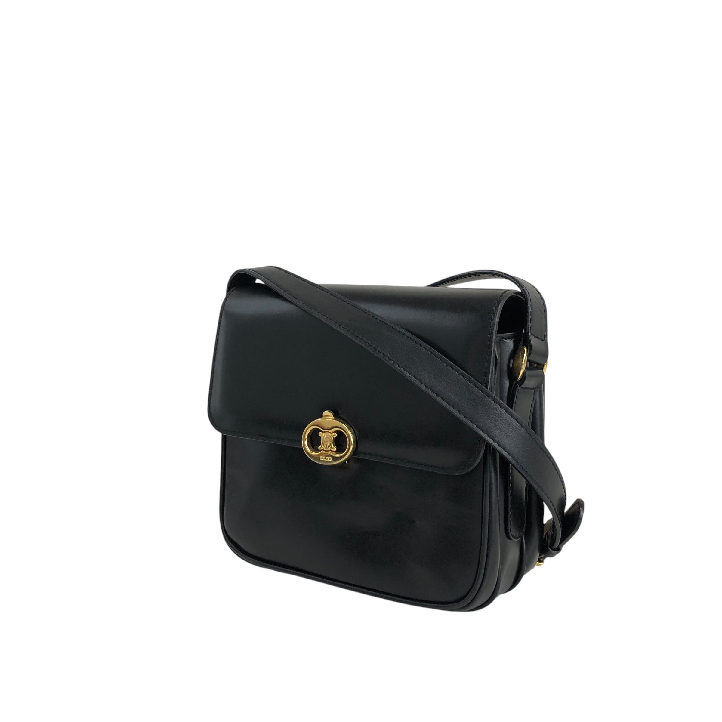 CELINE セリーヌ ショルダーバッグ ブラック ブラゾン レザー クロス