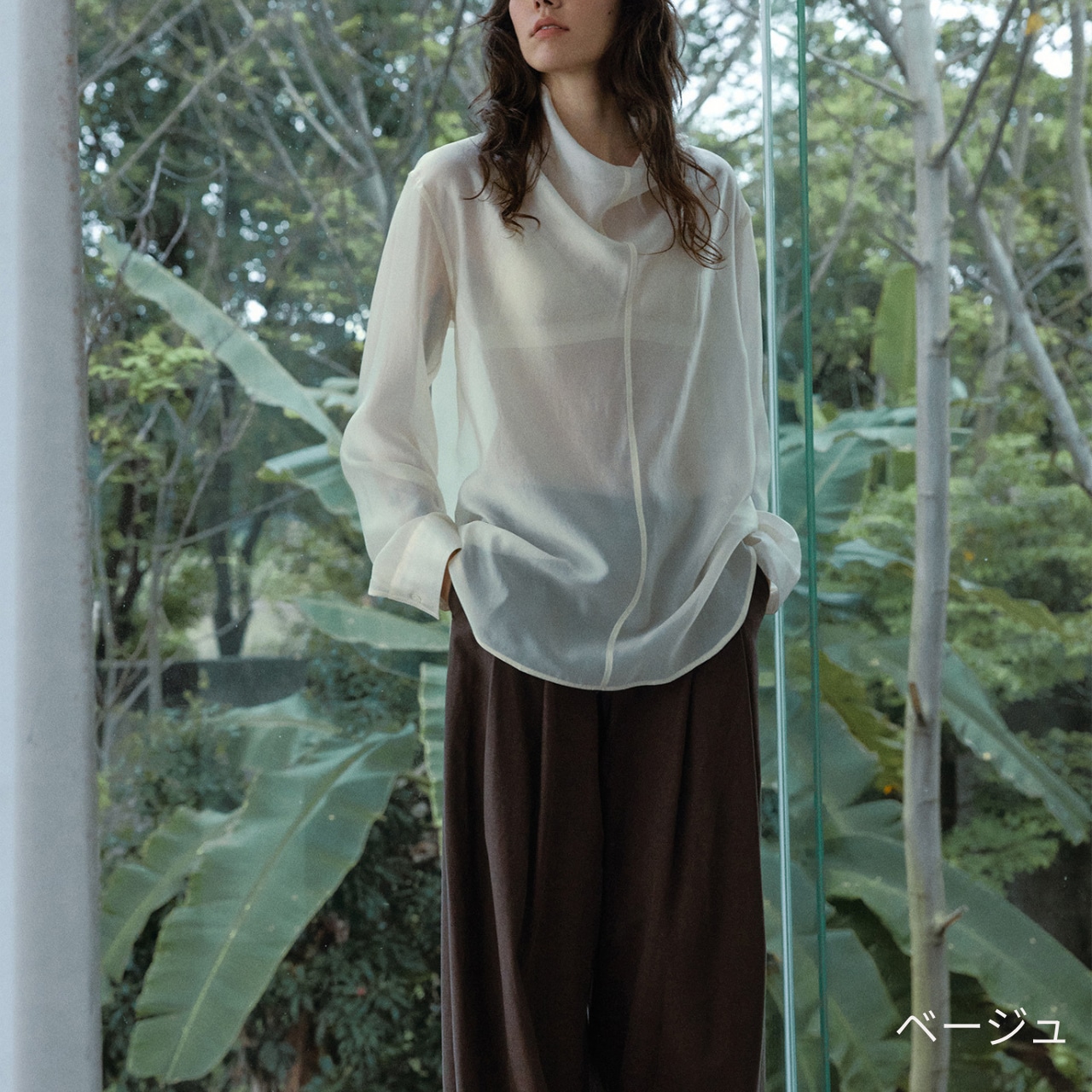 Sheer Stand Collar pullover 【4color】 T3477