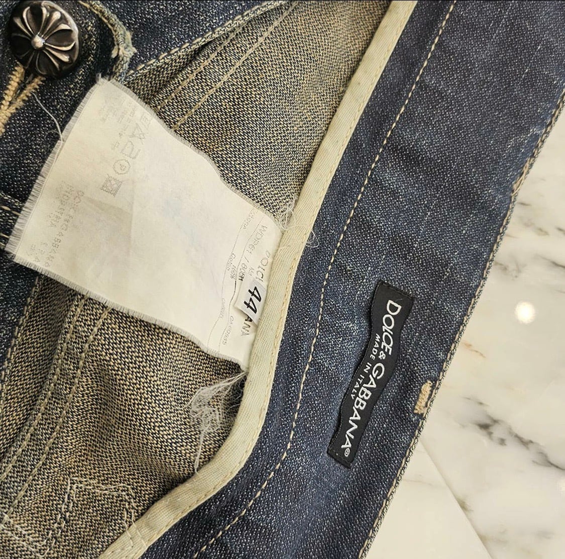 CHROME HEARTS × DOLCE & GABBANA VNTG Cross Leather Patch Jeans