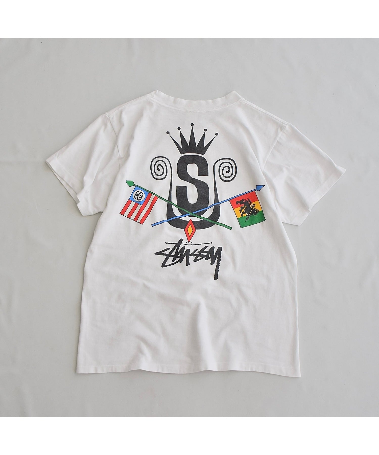 SPECIAL】80's USA製 STUSSY クラウン×ラスタプリントTシャツ メンズM
