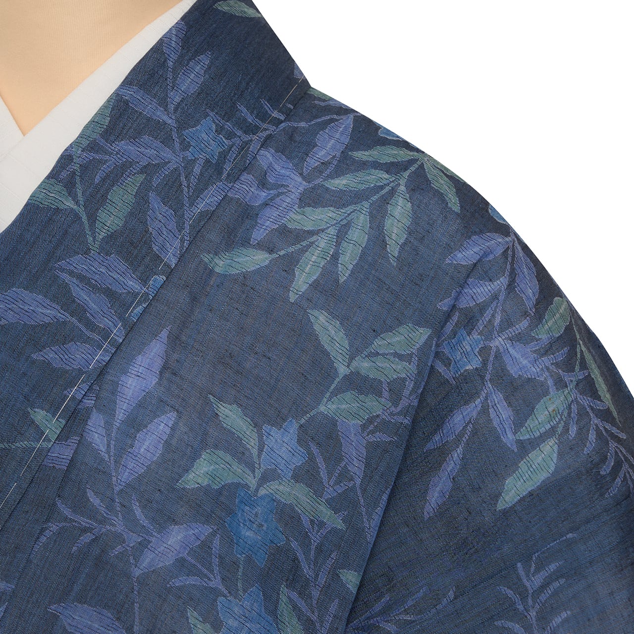 小千谷ちぢみ 麻 木の枝にお花の模様 単衣着物【未着用品】 | かわの屋