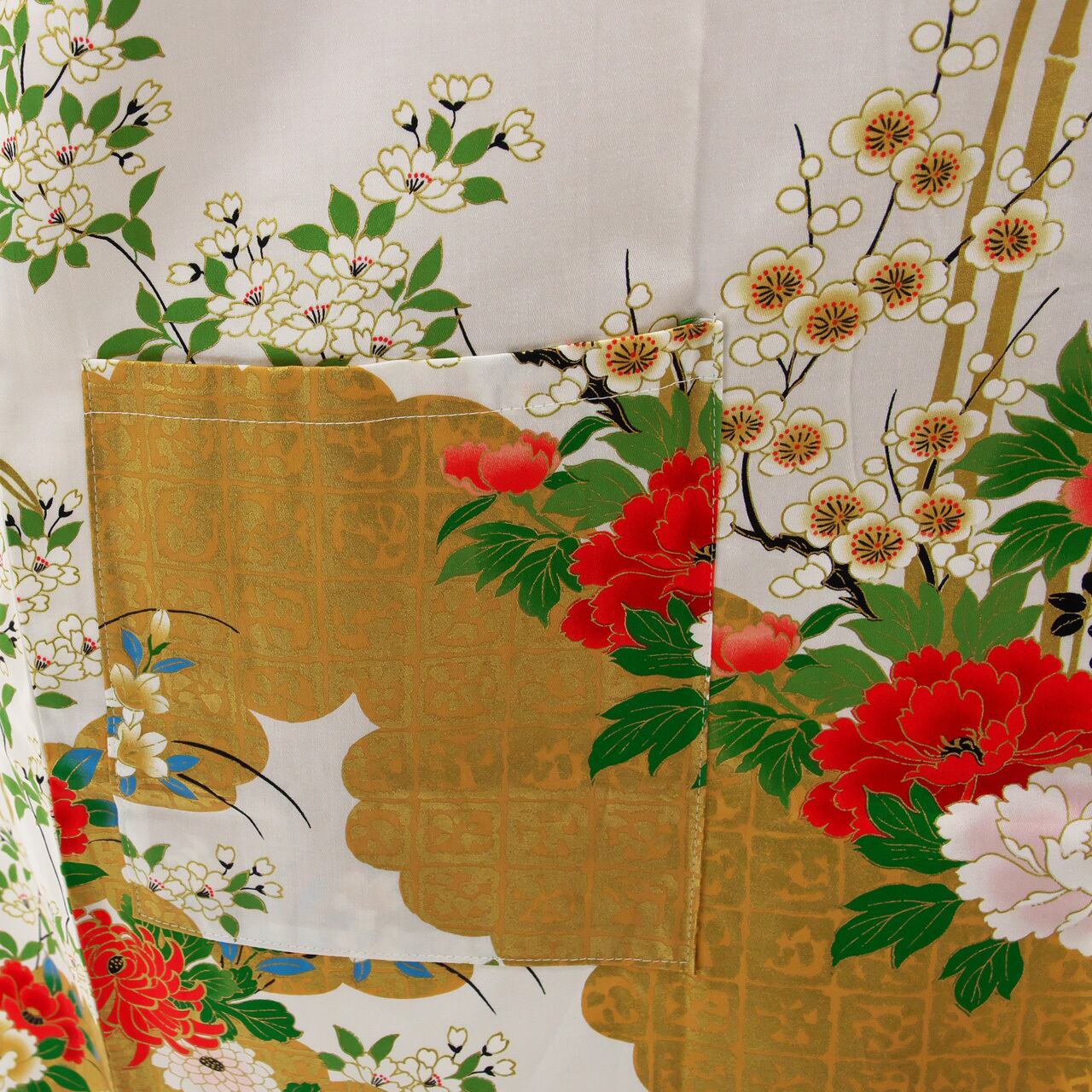 409aa18◇Kimono Haori セミアンティーク 羽織 竹林 笹 地紋