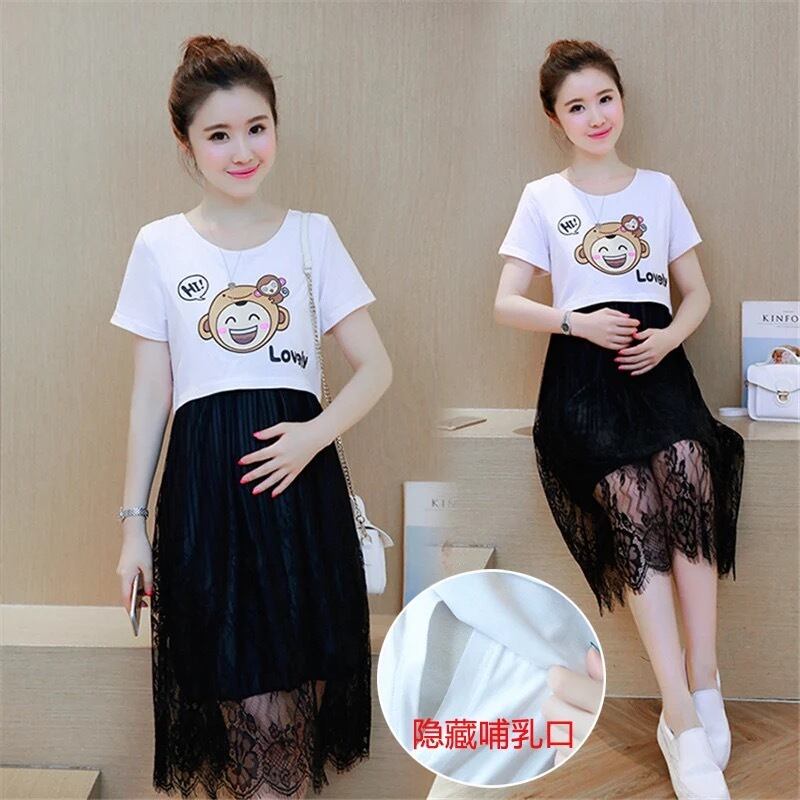 【新作】【送料無料】 看護服マタニティドレス服母乳育児レースパッチワーク妊娠ドレス半袖夏妊娠 ショート ハーフスリーブ サマー 夏物 AL expec351750536405