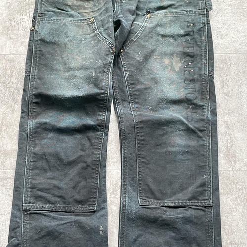 USA生地製 ブラック ダブルニー Carhartt EB136 BLK w30 詳細写真5