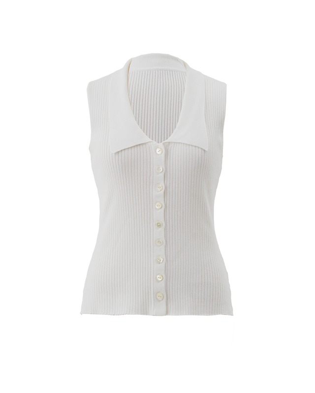 衿リブポロニット Ariel　ホワイト