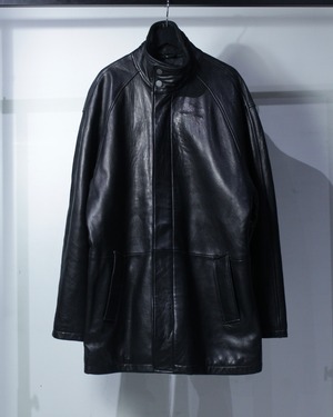 【Caka BLACK】“PERRY ELLIS PORTFOLIO” Minimal Design Stand Collar Leather Jacket