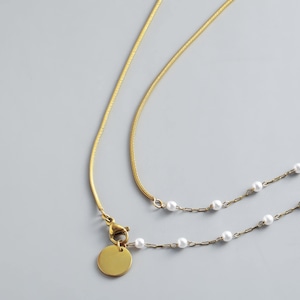 316L pearl & snake necklace #n156