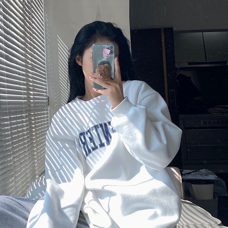 スプリングオータムラウンドネックセーター ルーズベルベットジャケット 春物 秋物 Oネック スーパーモール97951131215