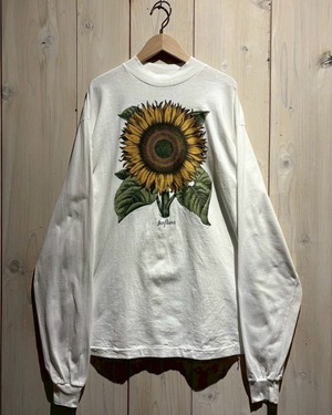 【a.k.a.C.a.k.a vintage】"SUNFLOWER" Print Design Vintage Loose L/S T-shirt