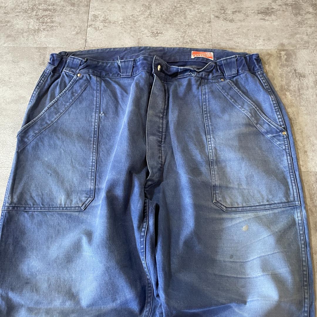 50-60s メタルボタン フレンチワーク Metis ブルー パンツ W38 | ib2