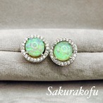 D120 送料無料 レディース ピアス サークル グリーンオパール ジルコニア  シルバー