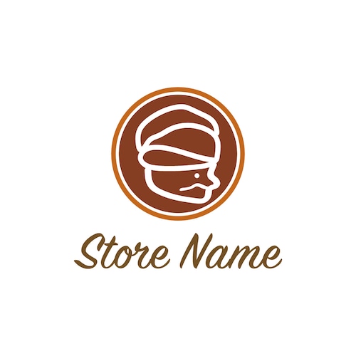 No44 ターバンを巻いたインド人【インド、イラスト、円形、カレー、ショップ、飲食、お店、商品】