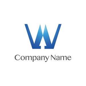 No38 シンプルなWのロゴ【W、アルファベット、青、グラデーション、シンプル、クール、信頼、企業、会社、建築、建設、製造】