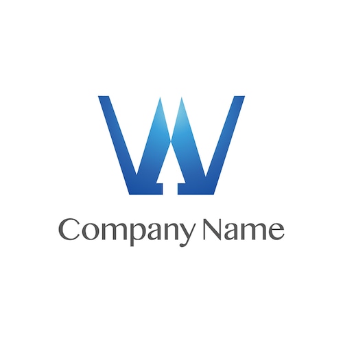No38 シンプルなWのロゴ【W、アルファベット、青、グラデーション、シンプル、クール、信頼、企業、会社、建築、建設、製造】