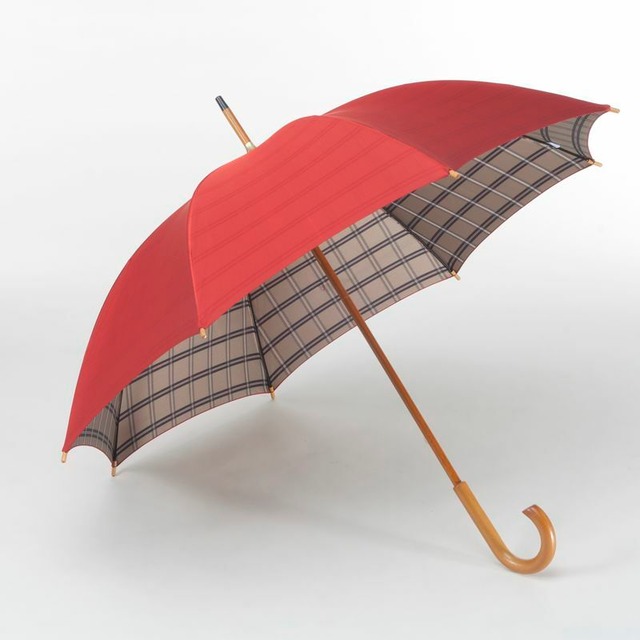 雨傘　甲州織　裏格子　木棒　手開きタイプ　職人手作り　日本製　レディ−ス　丸安洋傘　KOU92D