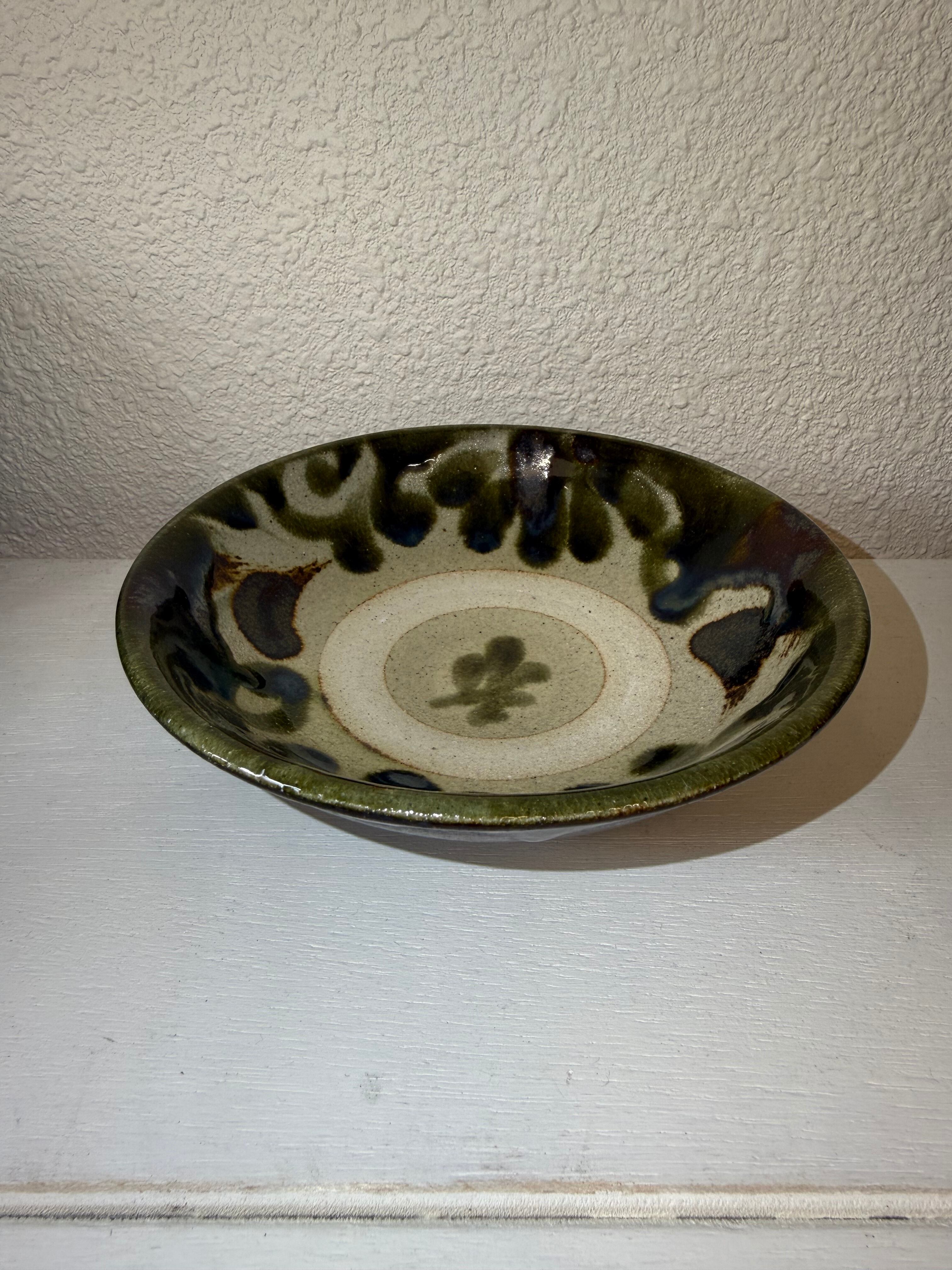 横田屋窯 5寸鉢 唐草 呉須飴