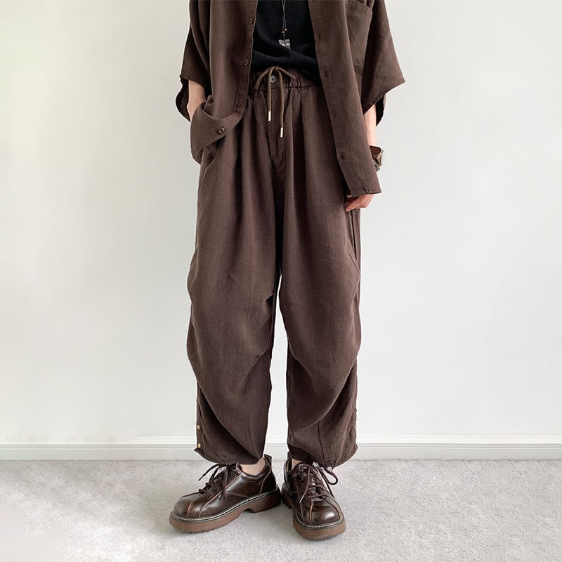 jiwuusドレープドローコード付きカジュアルパンツ