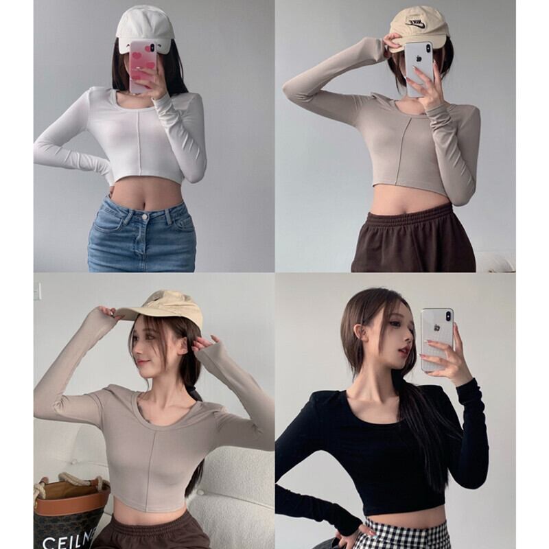 薄手Tシャツ オータムレッドショートトップス ロング 秋物 ガールズファッション55280276370