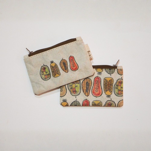 Ashi｜亜紙 Flat Pouch S＊Cambodia Fruits 紙ポーチ  バナナ ハンドメイド