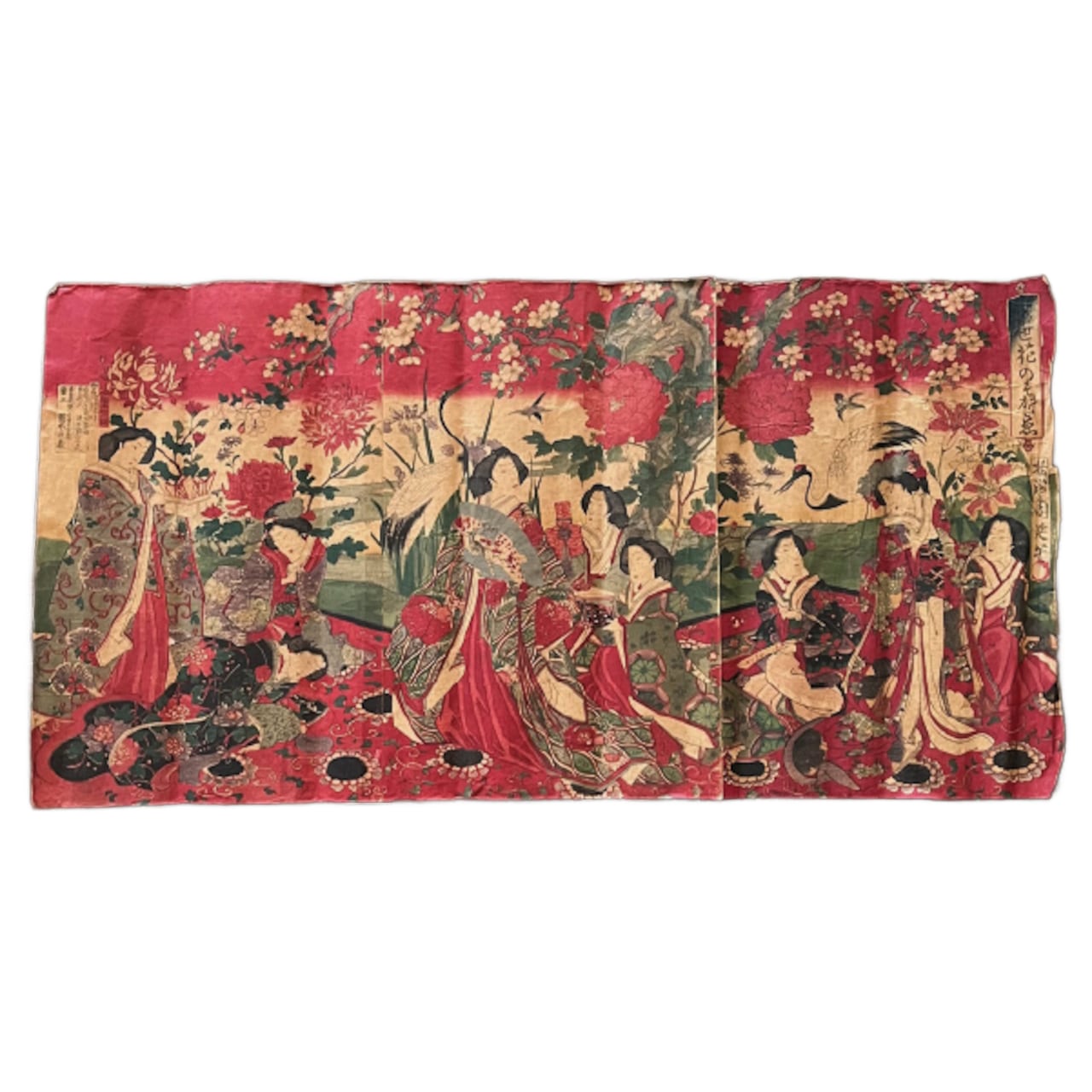 真作】3 明治期 本物浮世絵木版画 楊州周延「東姿四季の録」