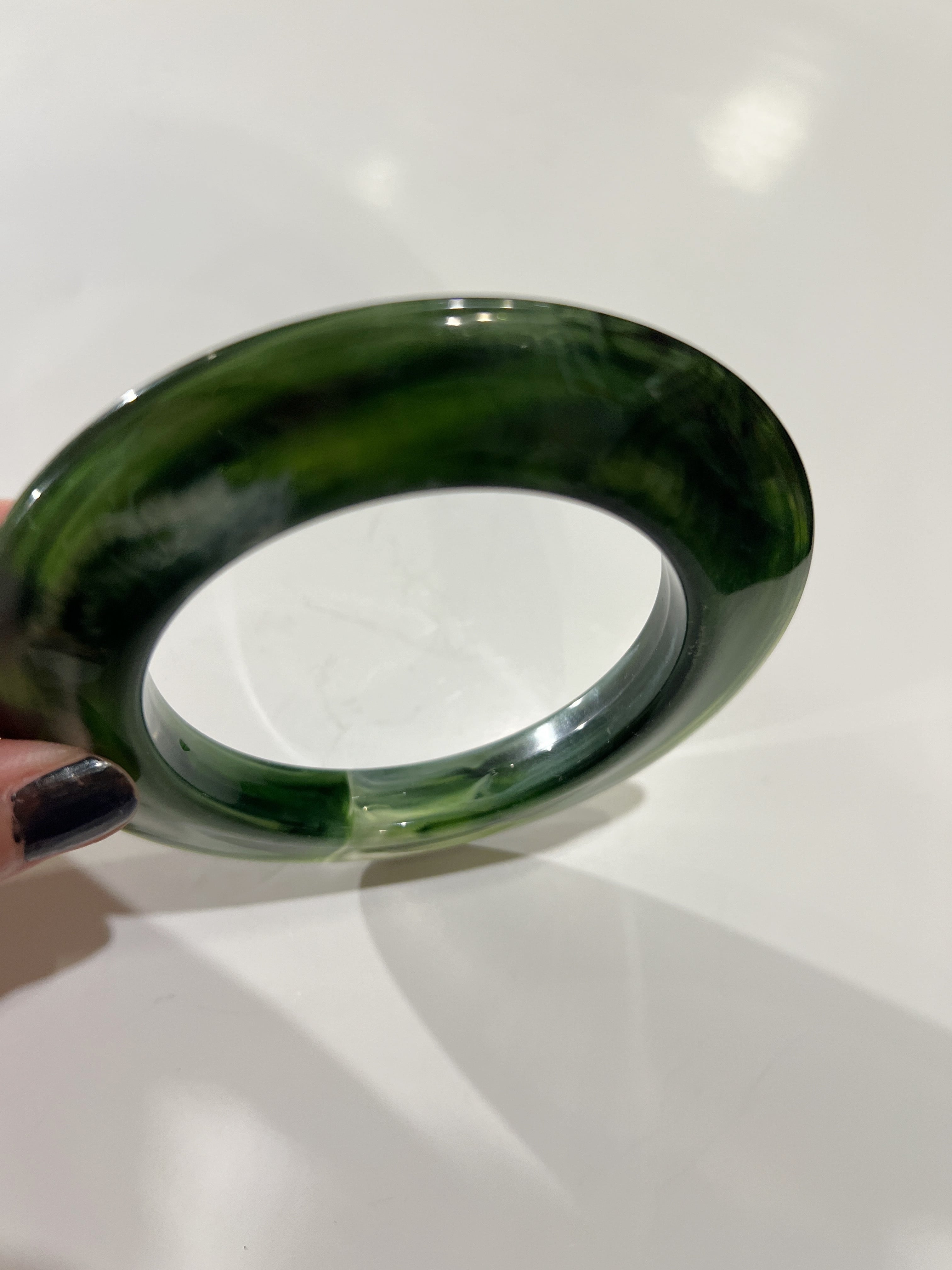 Vintage lucite green marble bangle