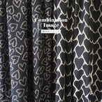 ブロックプリント生地【50cm単位】インド綿  ハート柄B ブラック #52110-BK1