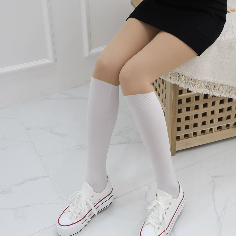 500デニール)2重極暖裏起毛UVカットフェイクニーハイソックス