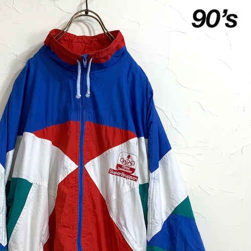 90‘s Olympic デンマーク 刺繍 マルチカラー ナイロンジャケット