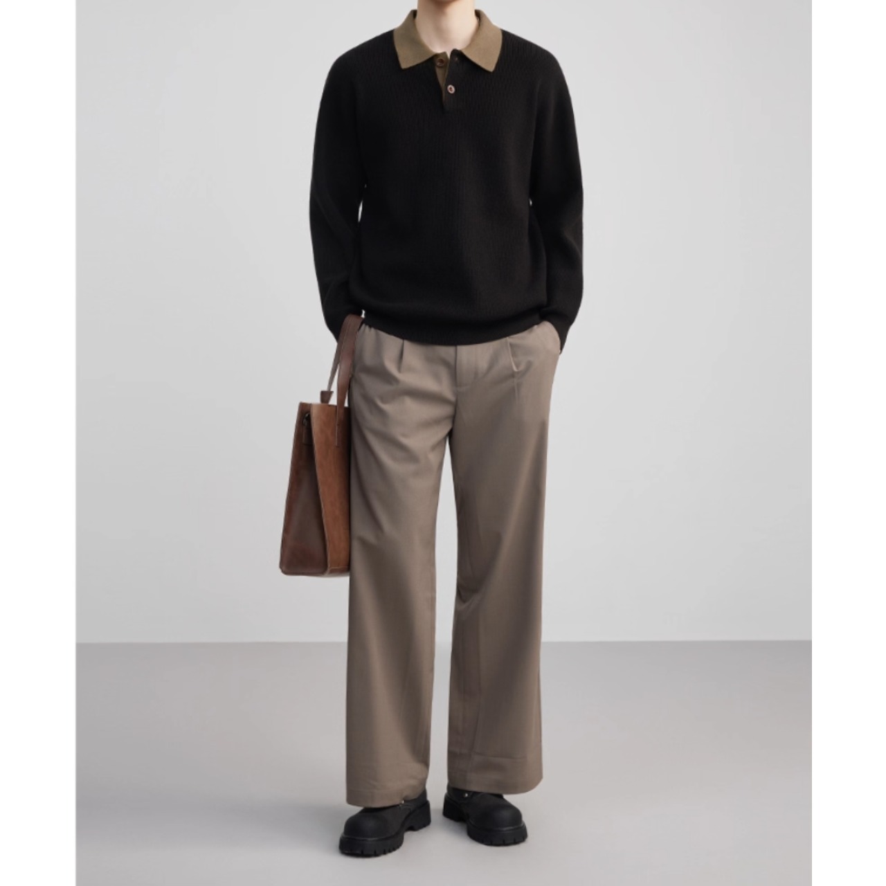 オープンカラー ポロシャツニット af0401