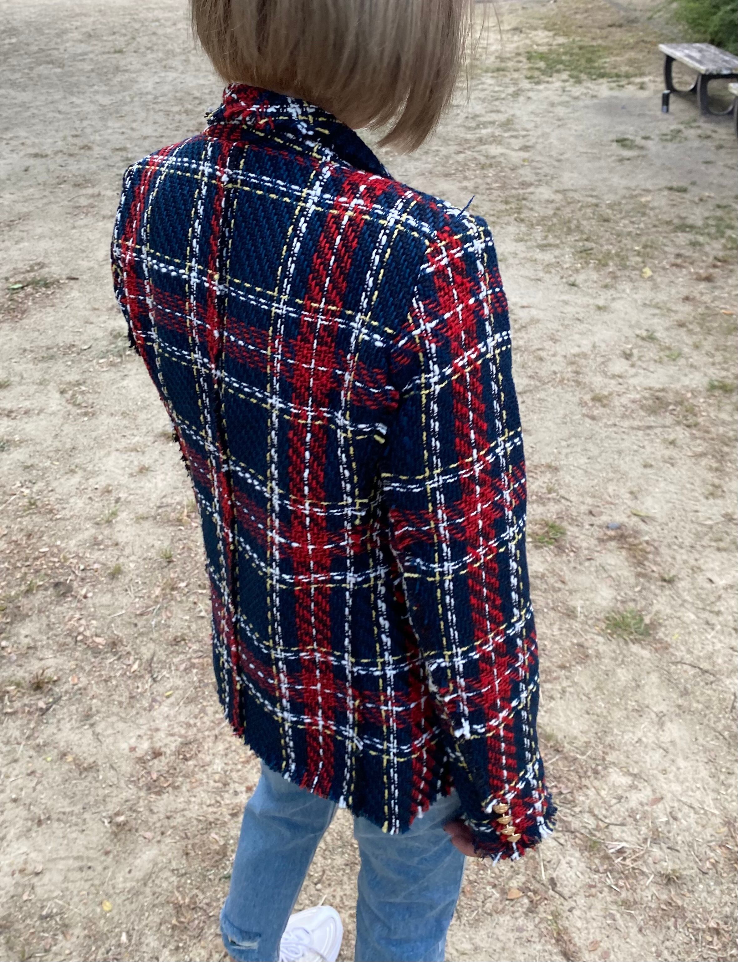 ETRO ツイード ブレザー 青・赤・白 TURNIERトリコロールチェックツイードジャケット | Viaggio Blu