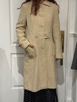 MAX MARA / vintage beige stand fall collar coat.