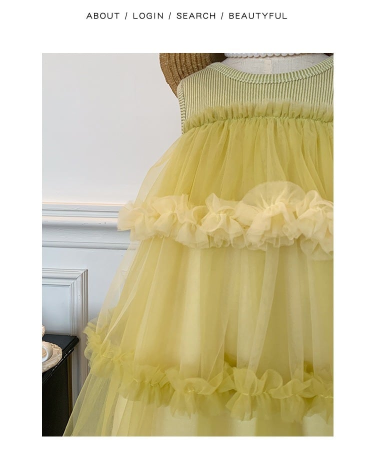 予約販売】90–150cmイエロー チュールワンピース | 子供服のMurababy