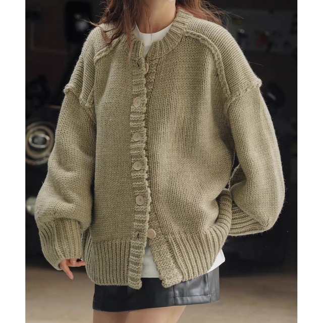 crew neck loose cardigan 10655