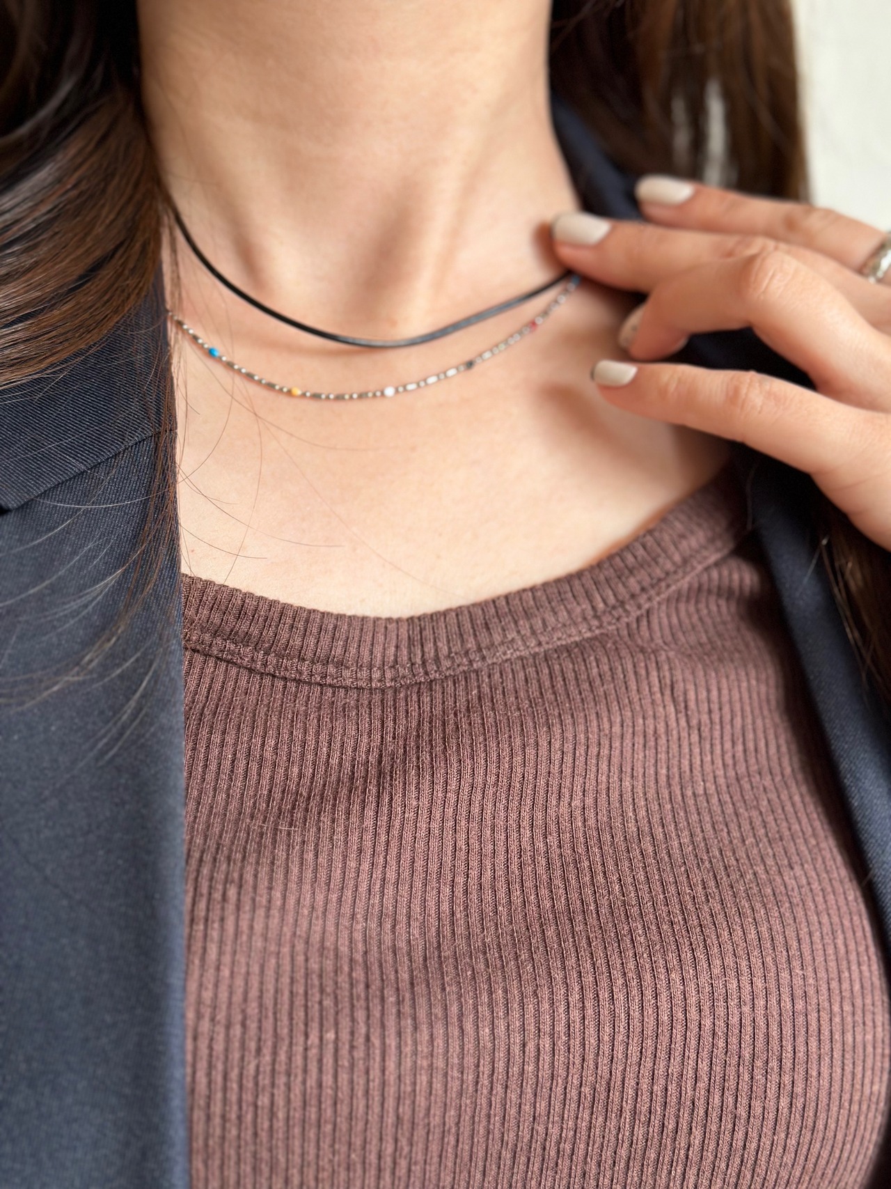 S925 レザーコードネックレス