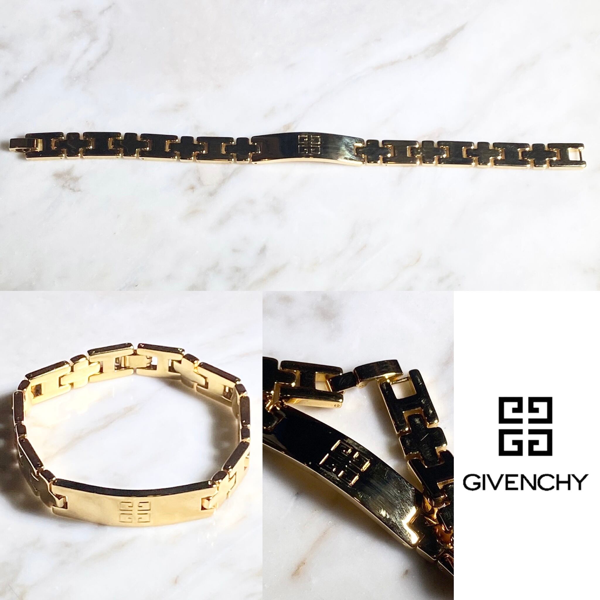 vintage GIVENCHY gold color metal ID bracelet | NOIR ONLINE
