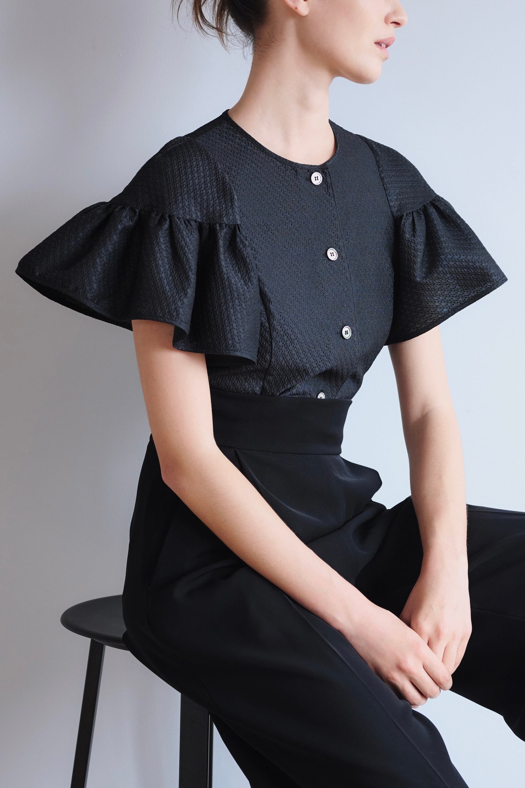 COUTURE FLEAR SLEEVES TOP WHITE | AMICA・kids