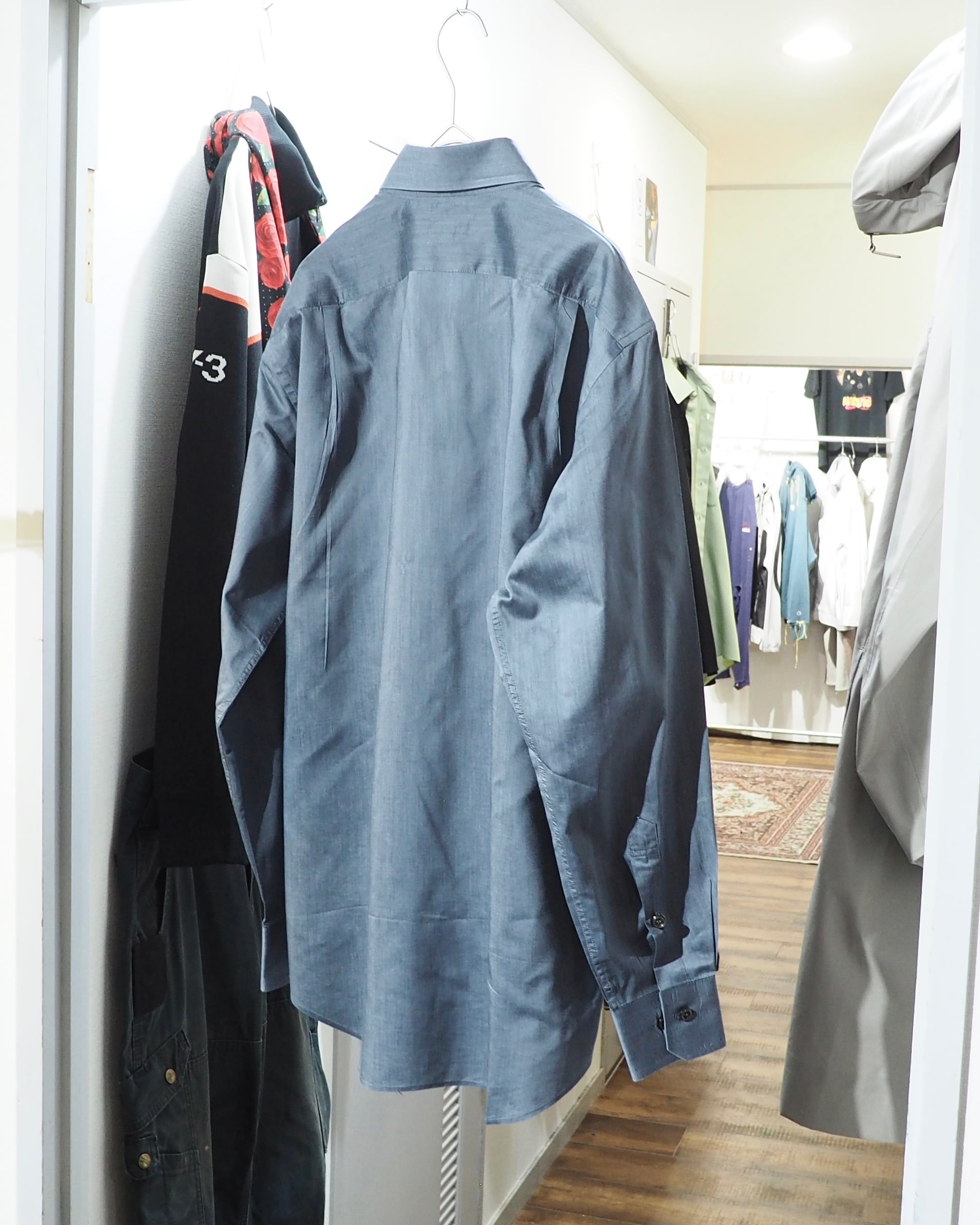 1980s " JUN MEN " Beautiful Glossy Dark gray Color vintage loose Dress shirt