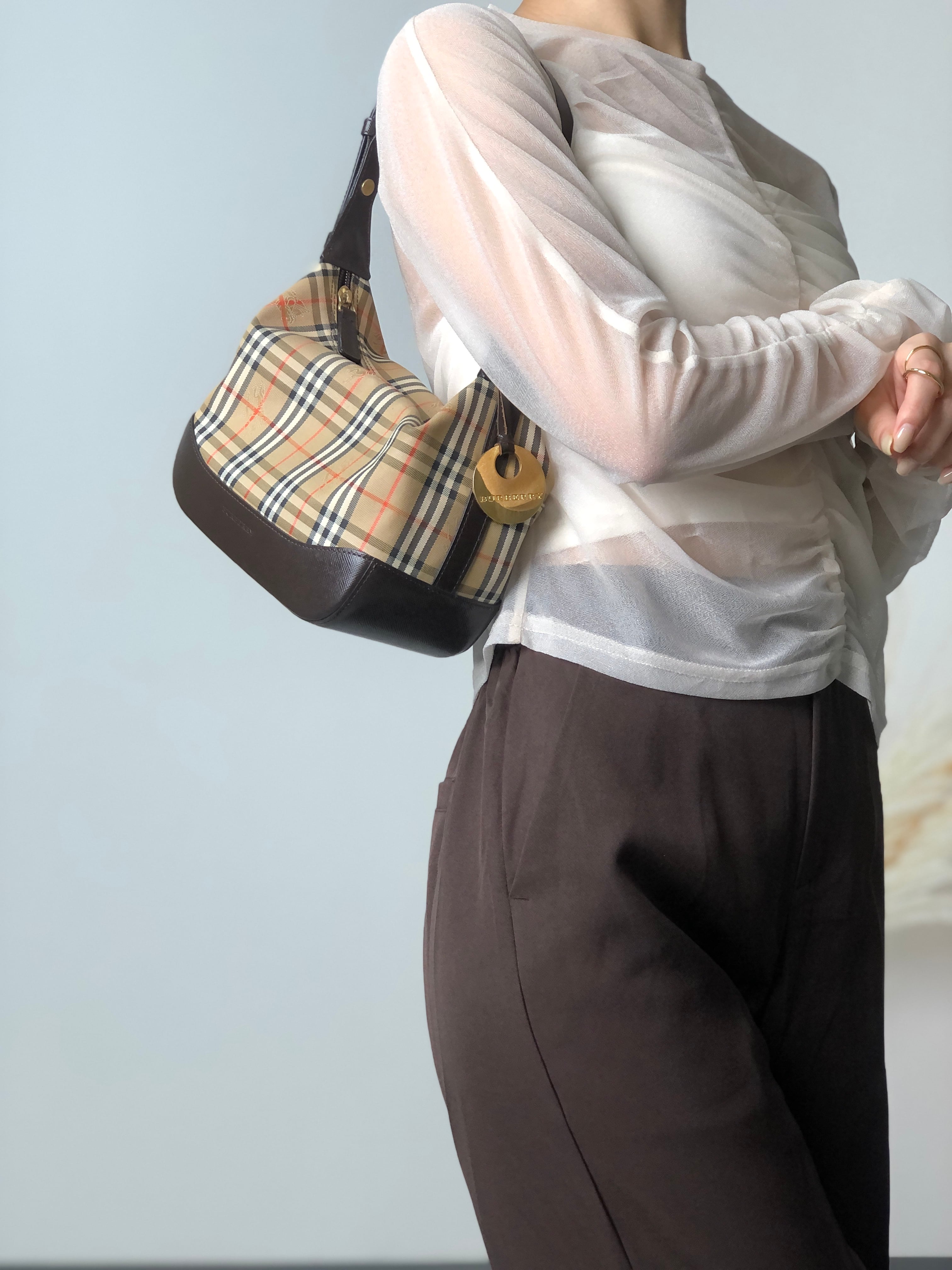 BURBERRY バーバリー クラシックチェック ショルダーバッグ ブラウン
